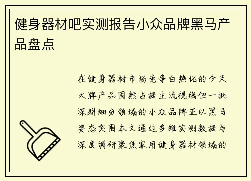 健身器材吧实测报告小众品牌黑马产品盘点